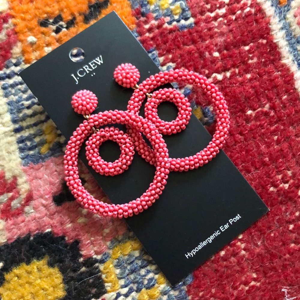 J. Crew Pink Beaded Circle Earrings